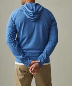 Mens Blue Full Zip Lightweight Hoodie