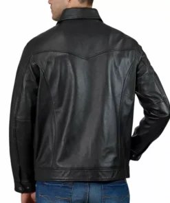 Brian Classic Collar Jacket Black Leather Men’s