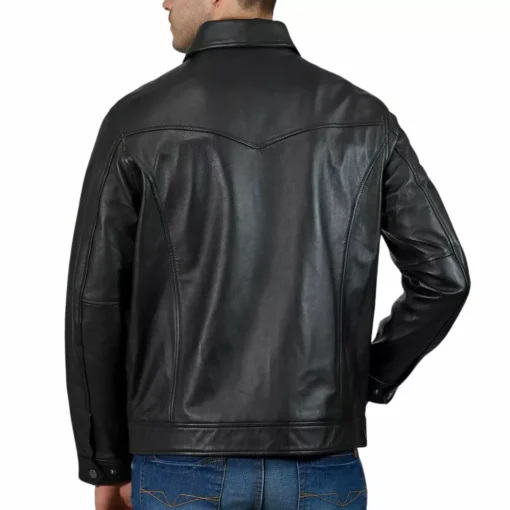 Brian Classic Collar Jacket Black Leather Men’s