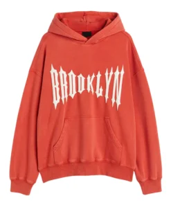 Mens Orange Pullover Oversized Hoodie
