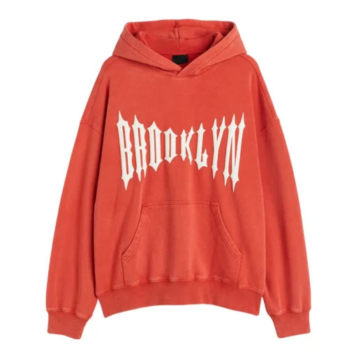 Mens Orange Pullover Oversized Hoodie