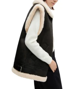 Ballie Black Shearlng Leather Vest