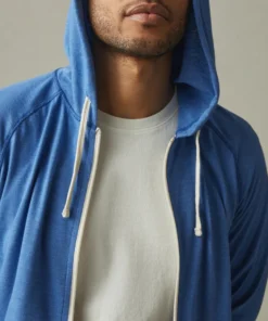 Mens Blue Full Zip Lightweight Hoodie
