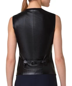 Womens Black Comfortable Leather Vest