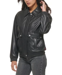 Annie Black Bomber Leather Jacket