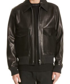 Black Lambskin Leather Jacket For Men