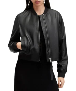Women Black Jacket Leather Bomber