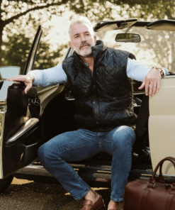 Mens Black Quilted Leather Vest