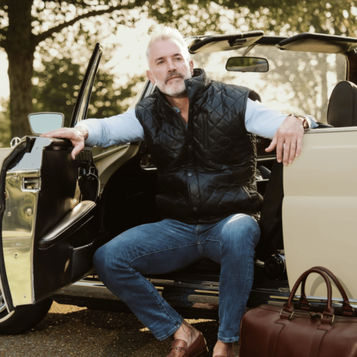Mens Black Quilted Leather Vest