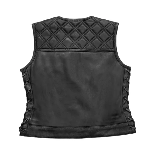 Black Leather Quilted Vest Womens