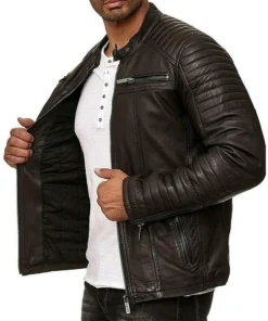 Vintage Motorcycle Cafe Racer Retro Distressed Leather Jacket