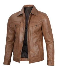 Camel Brown Mens Trucker Jacket