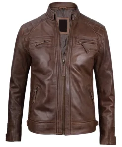 Jake Chocolate Brown Leather Biker Jacket