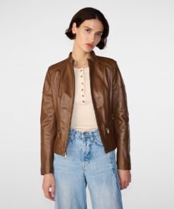 Caitlin Scuba Leather Jacket