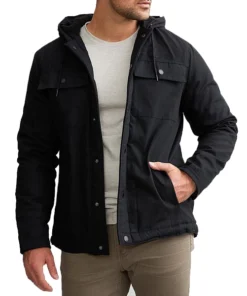 Mens Black Hooded Charger Jacket