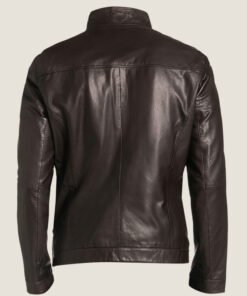 Men Lambskin Leather Bomber Jacket Dark Brown