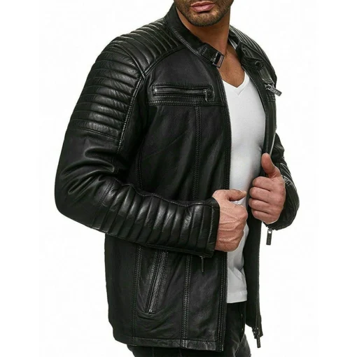 Vintage Motorcycle Cafe Racer Retro Distressed Leather Jacket