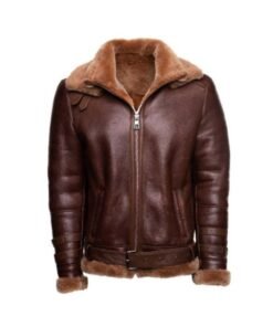 Mens Aviator Bomber Shearling Jacket