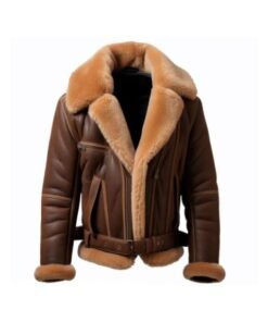 Men’s B3 Lapel Shearling Brown Leather Jacket