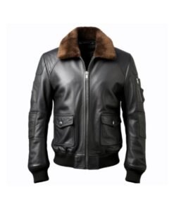 Men’s B3 Pilot Bomber Lapel Black Leather Jacket