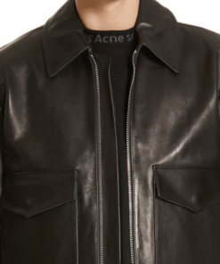 Black Lambskin Leather Jacket For Men