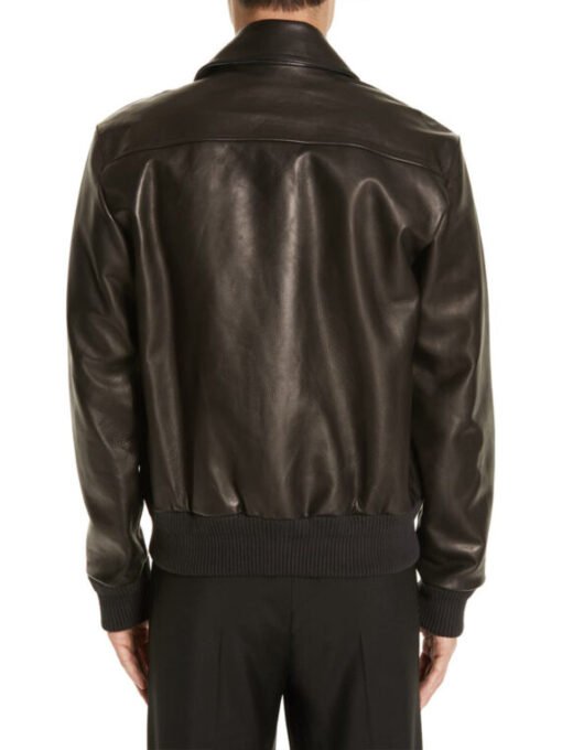 Black Lambskin Leather Jacket For Men