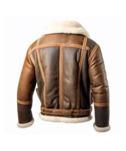 Men’s Brown Aviation Shearling Sheepskin Leather Jacket