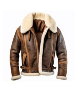 Men’s Brown Aviation Shearling Sheepskin Leather Jacket