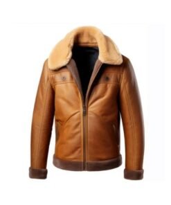 Men’s Brown B3 Zipper Shearling Bomber Leather Jacket