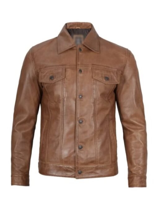 Camel Brown Mens Trucker Jacket