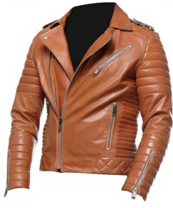 Mens Cafe Racer Quilted Moto Style Tan Biker Leather Jacket