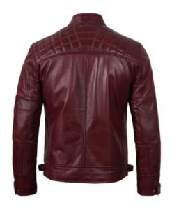 Mens Maroon Quilted Biker Jacket
