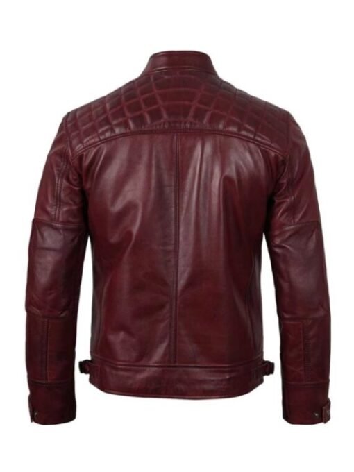Mens Maroon Quilted Biker Jacket