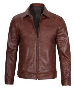 Mens Premium Brown Leather Jacket