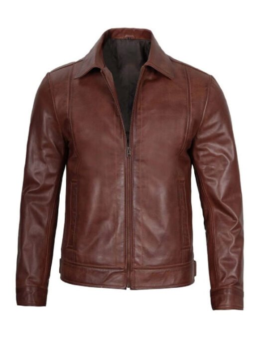 Mens Premium Brown Leather Jacket