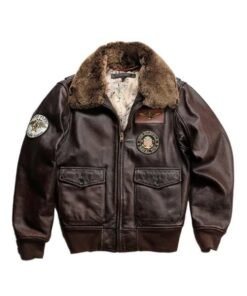 Men’s Shearling Collar Vintage Aviator Leather Jacket