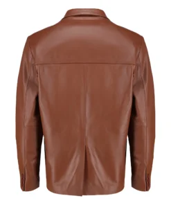 Men’s Slim fit Notched Lapel Brown Leather Blazer