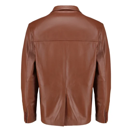 Men’s Slim fit Notched Lapel Brown Leather Blazer
