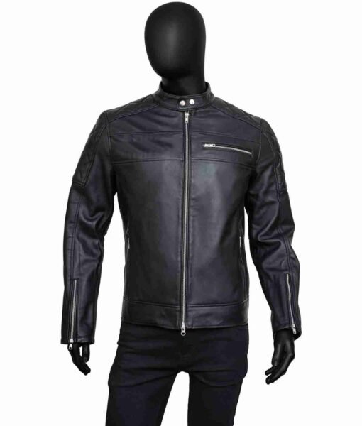 Mens Slimfit Black Leather Jacket