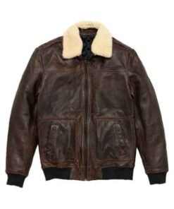Men Vintage A2 Brown Leather Shearling Bomber Jacket