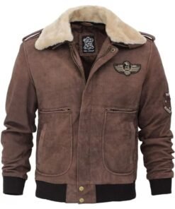 Mens Real Leather B2 Bomber Flight Suede Jacket