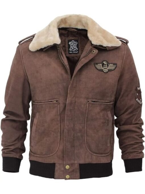 Mens Real Leather B2 Bomber Flight Suede Jacket