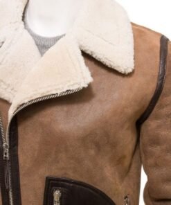 Men’s Brown Sheepskin Biker Jacket