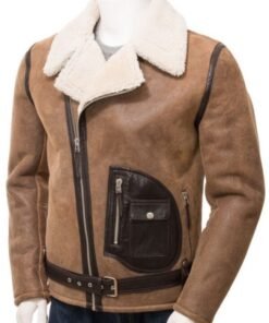 Men’s Brown Sheepskin Biker Jacket