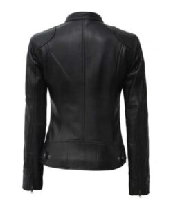 Dodge Black Leather Biker Jacket
