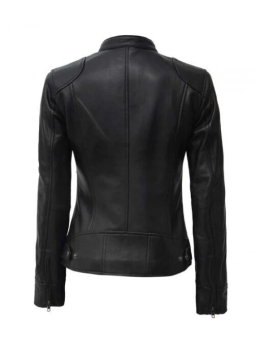 Dodge Black Leather Biker Jacket