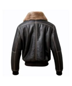 Men’s Side Pockets Bomber Aviation Black Leather Jacket