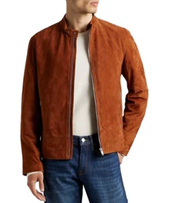 Mens Rusted Brown Suede Leather Jacket
