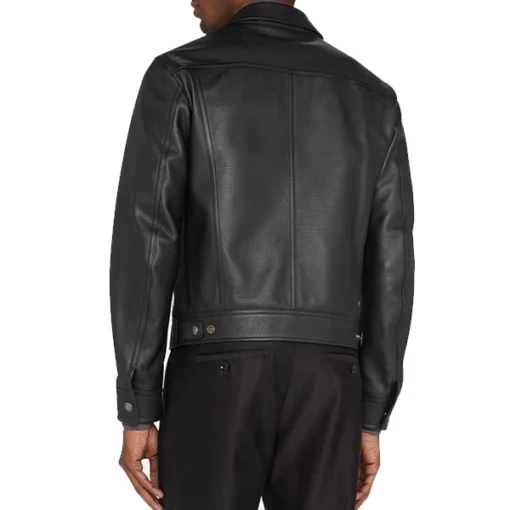 Black Zip Up Western Mens Leather Jacket