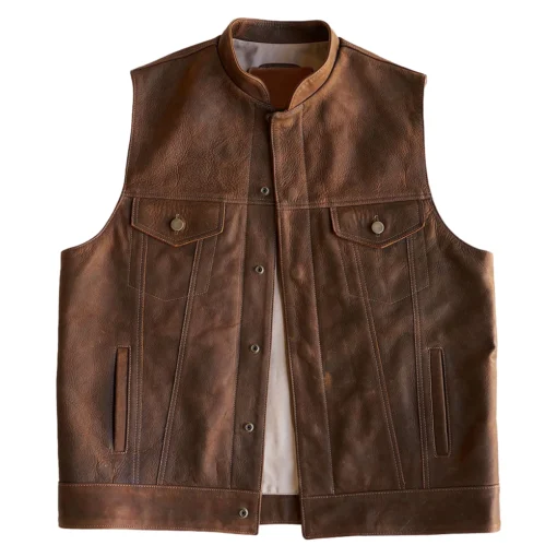 Men’s Western Leather Brown Vest